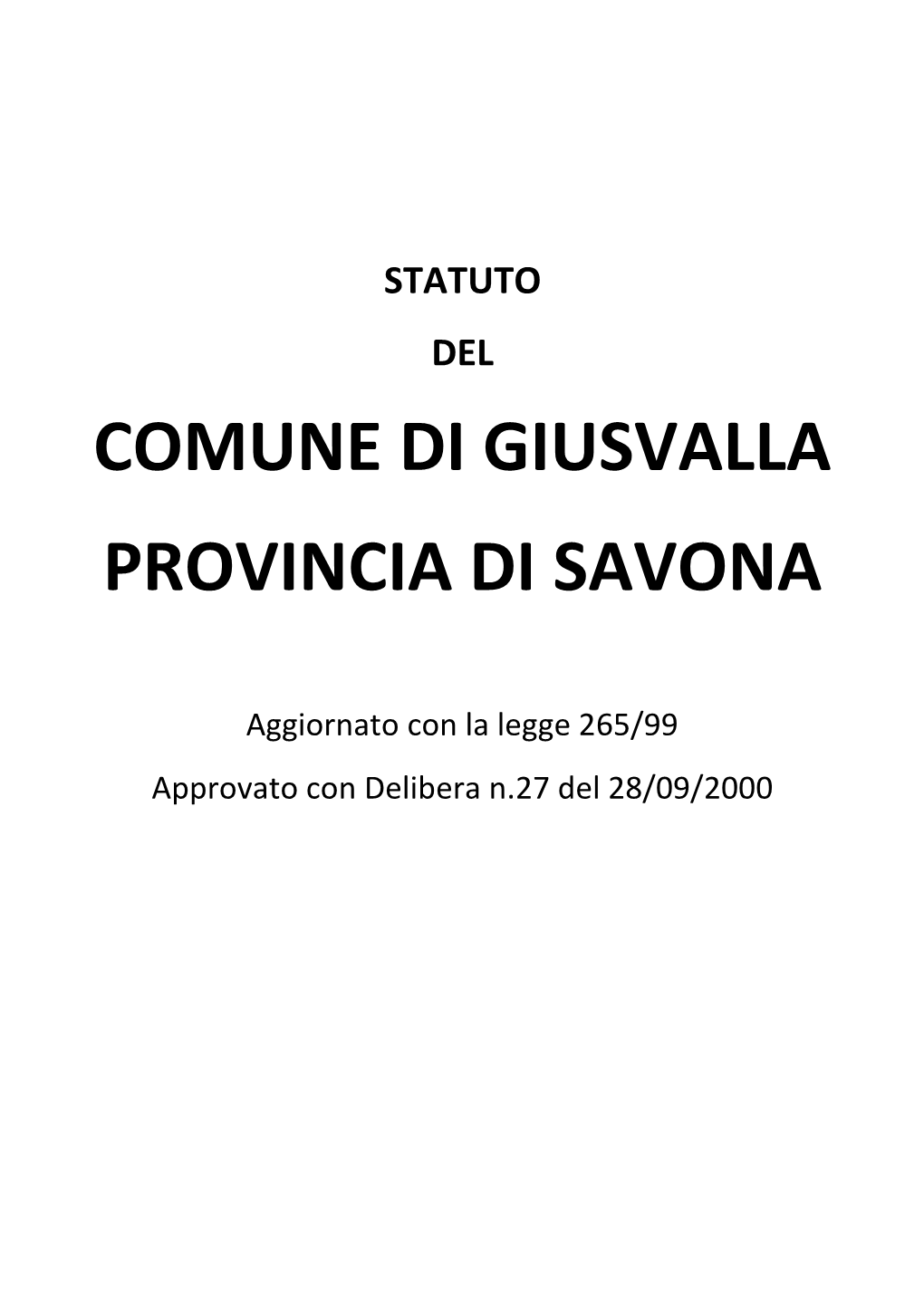 Comune Di Giusvalla Provincia Di Savona