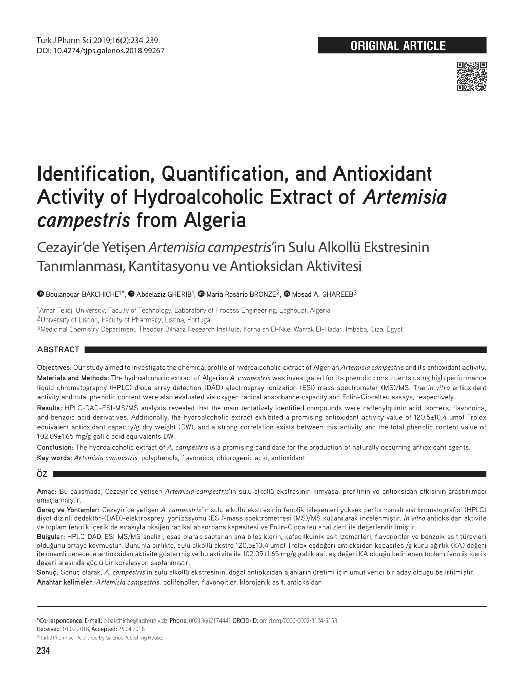 Identification, Quantification, and Antioxidant Activity Of