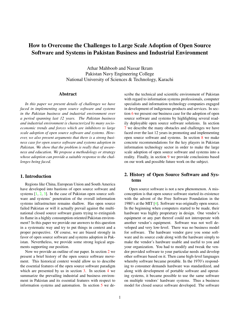 How to Overcome the Challenges to Large Scale Adoption of Open Source Software and Systems in Pakistan Business and Industrial Environment