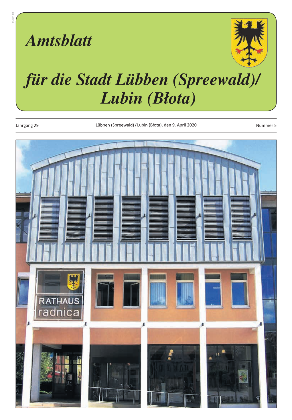 Lubin (Błota) Amtsblatt Für Die Stadt Lübben (Spreewald)