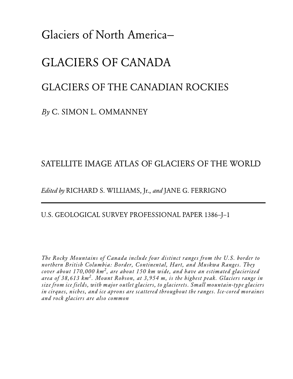 Glaciers of the Canadian Rockies