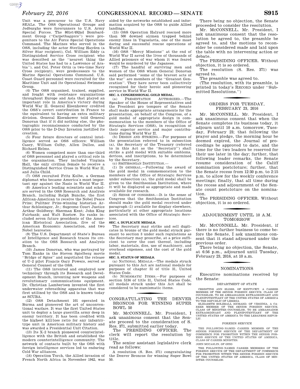 Congressional Record—Senate S915