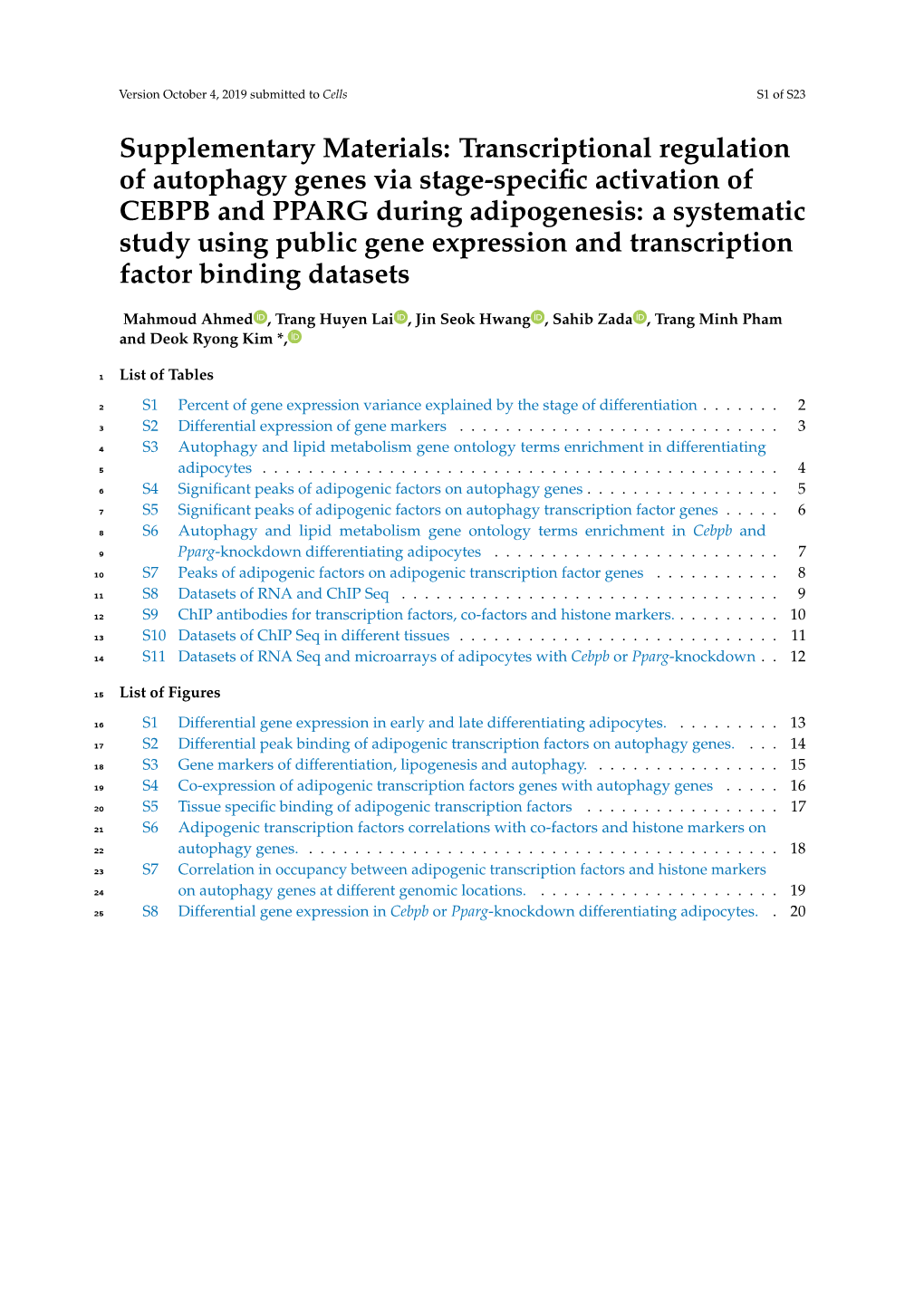 Transcriptional Regulation of Autophagy Genes Via Stage