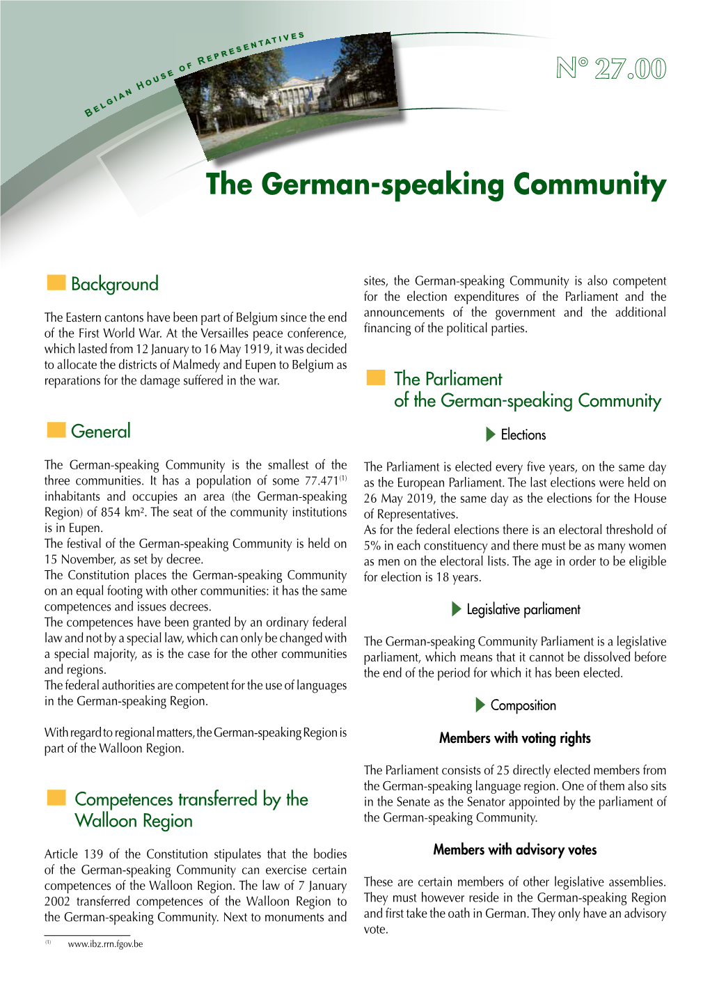 N° 27.00 the German-Speaking Community