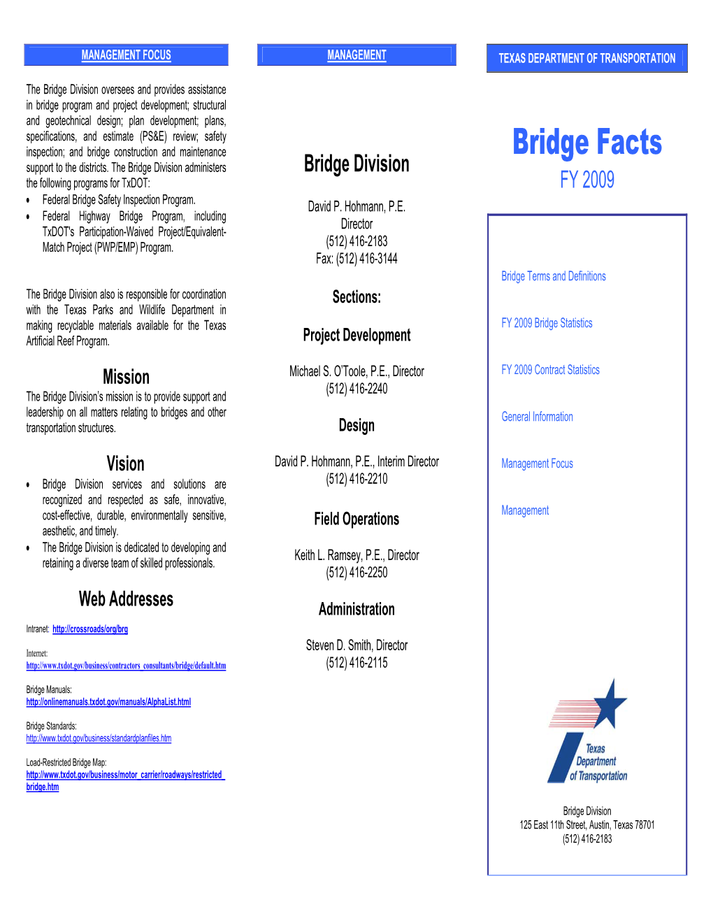Bridge Facts Support to the Districts