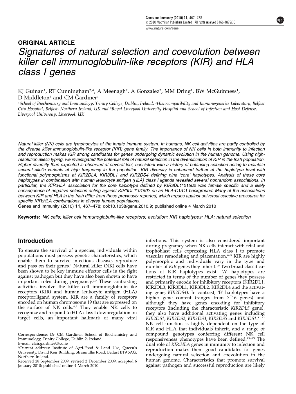 (KIR) and HLA Class I Genes