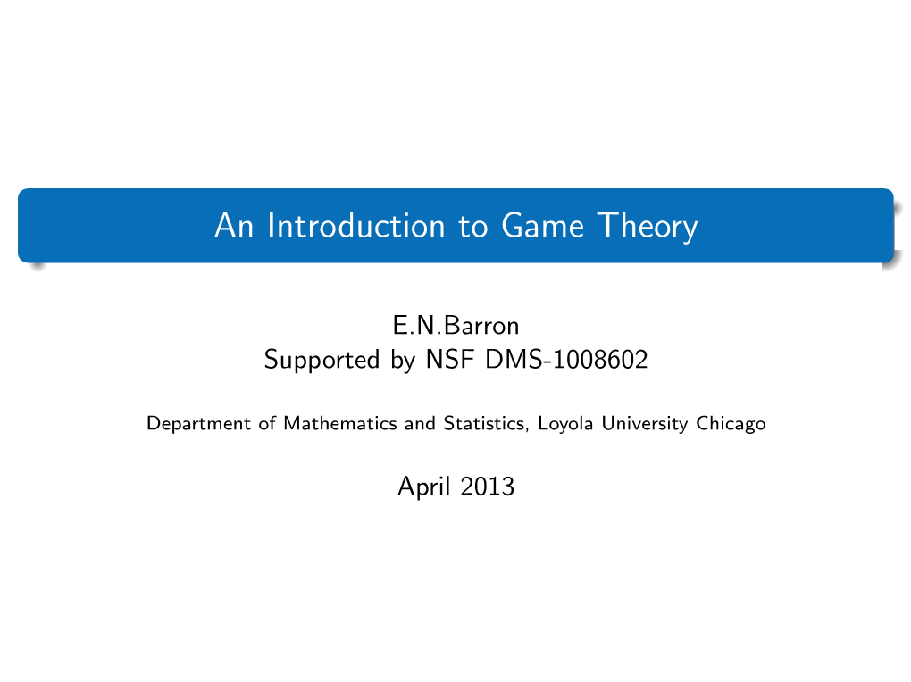 An Introduction to Game Theory