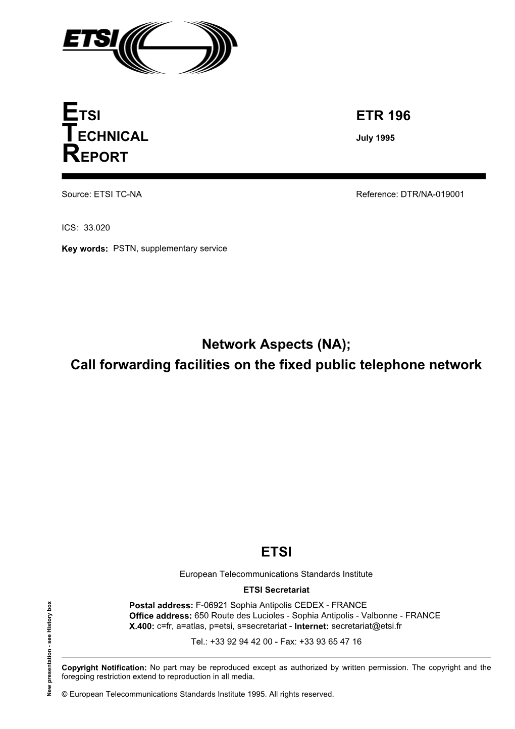 ETR 196 TECHNICAL July 1995 REPORT