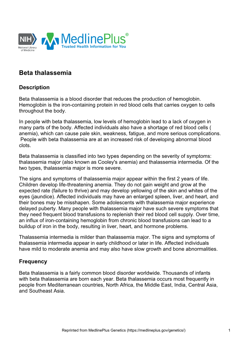 Beta Thalassemia