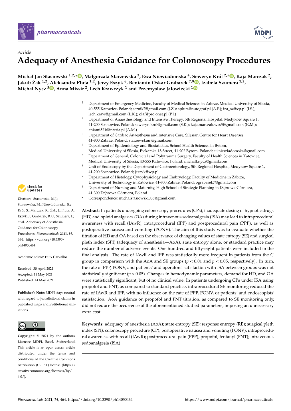 Adequacy of Anesthesia Guidance for Colonoscopy Procedures