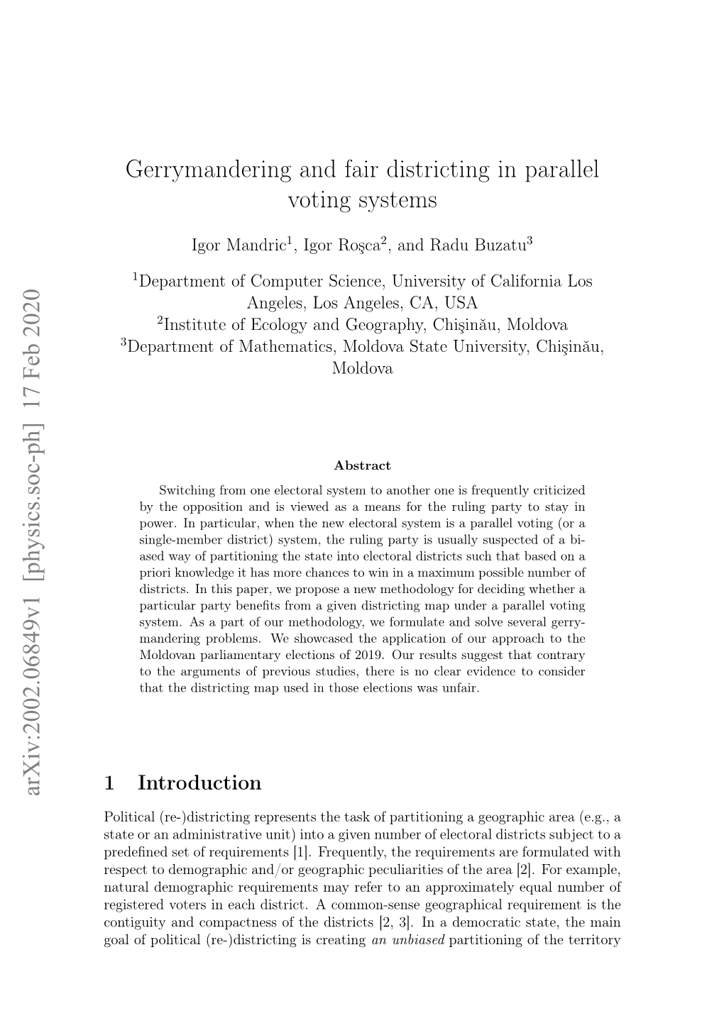 Gerrymandering and Fair Districting in Parallel Voting Systems Arxiv