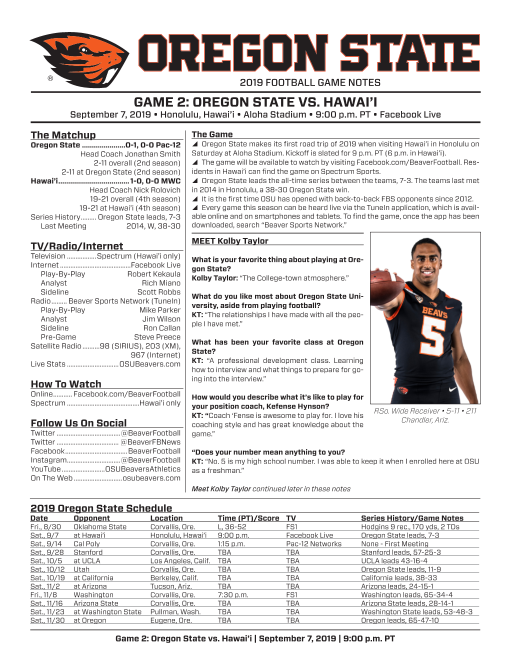 Game 2: Oregon State Vs. Hawai'i