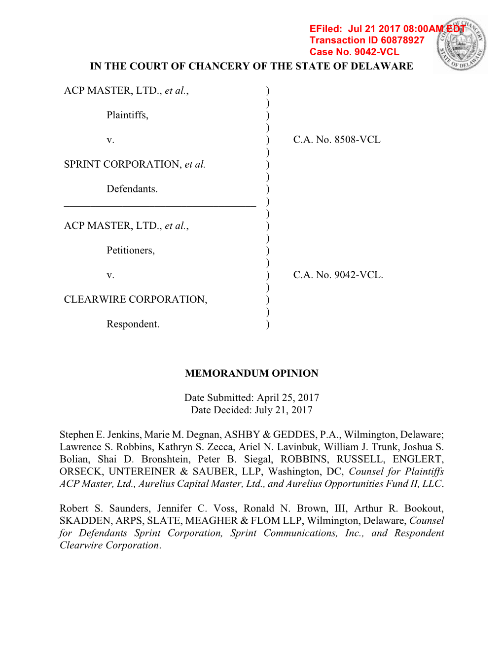 CLEARWIRE CORPORATION, ) ) Respondent