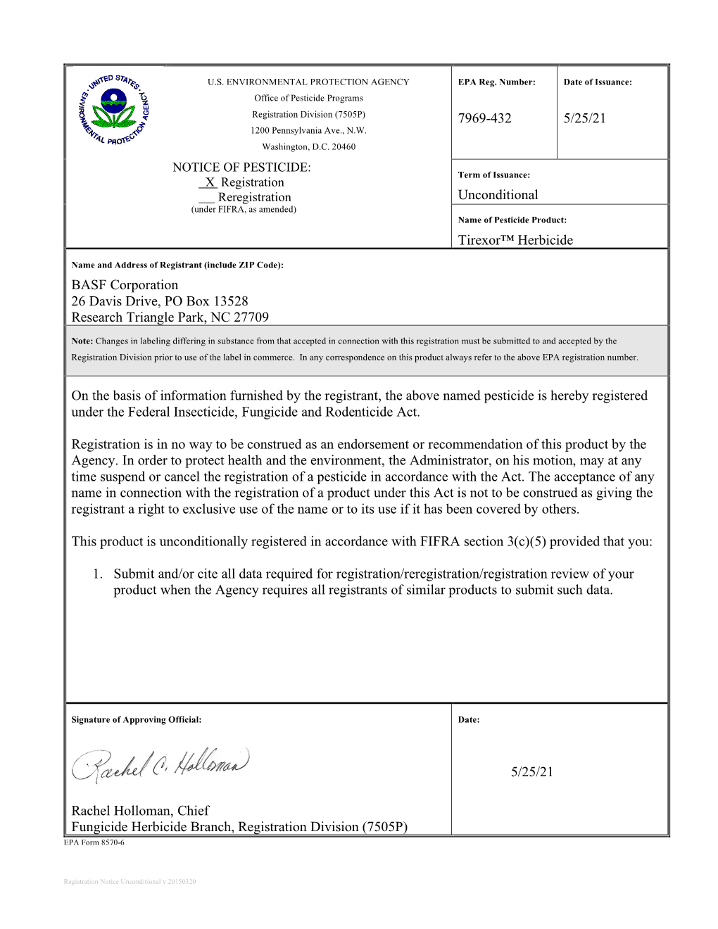 US EPA, Pesticide Product Label, Tirexor Herbicide,05/25/2021