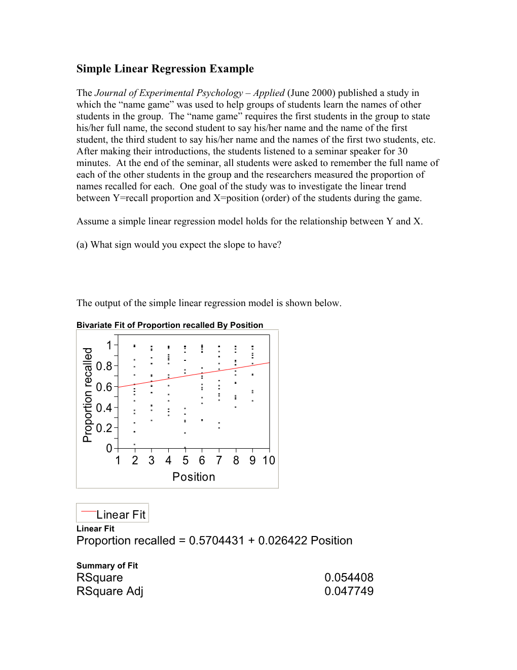 The Journal of Experimental Psychology Applied (June 2000) Published a Study in Which The