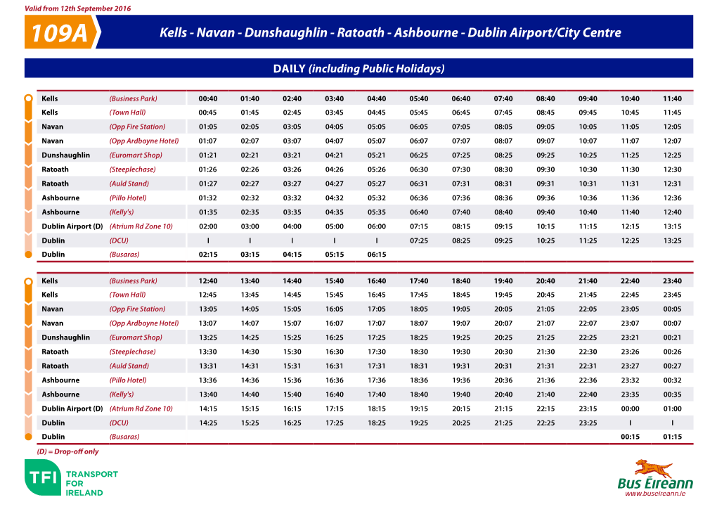 Kells - Navan - Dunshaughlin - Ratoath - Ashbourne - Dublin Airport/City Centre