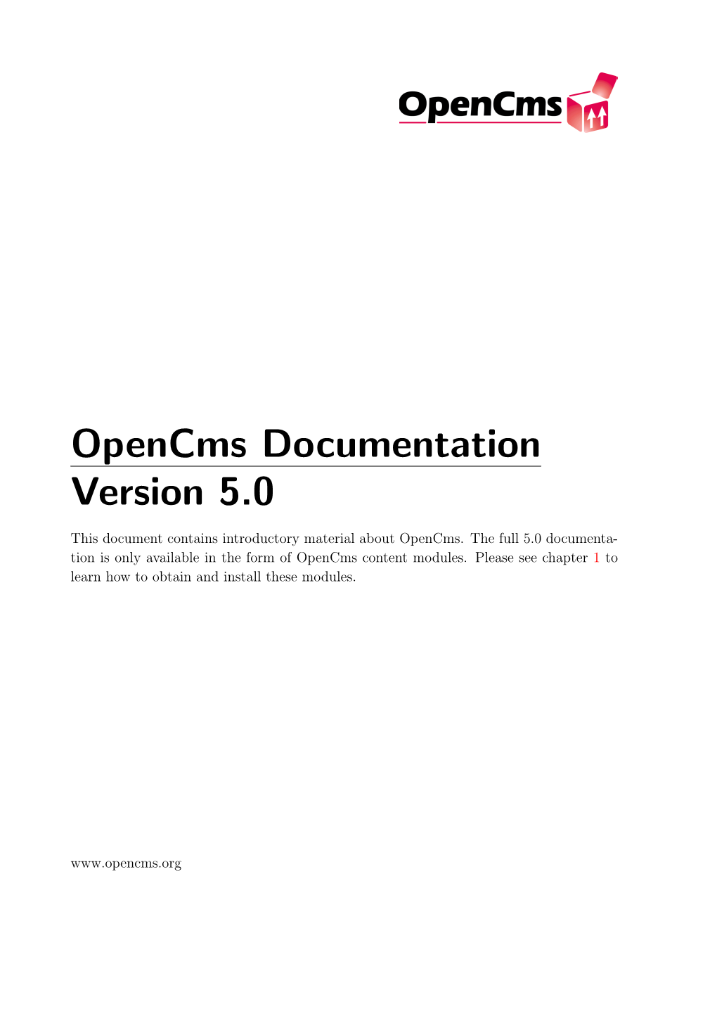 Opencms Documentation Version 5.0