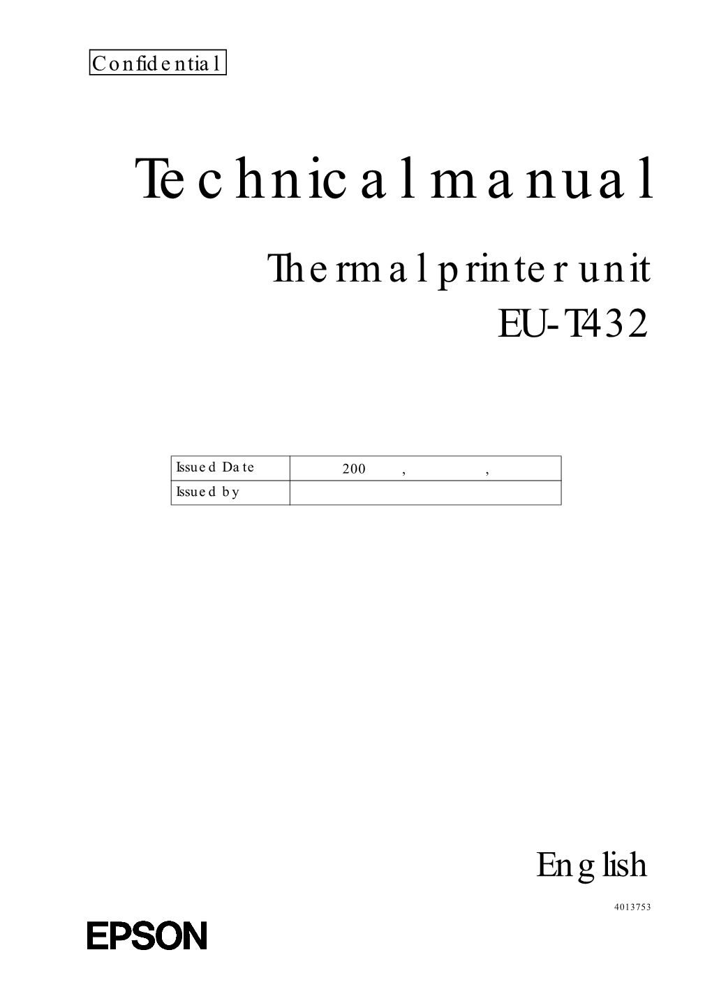 Technical Manual Thermal Printer Unit EU-T432