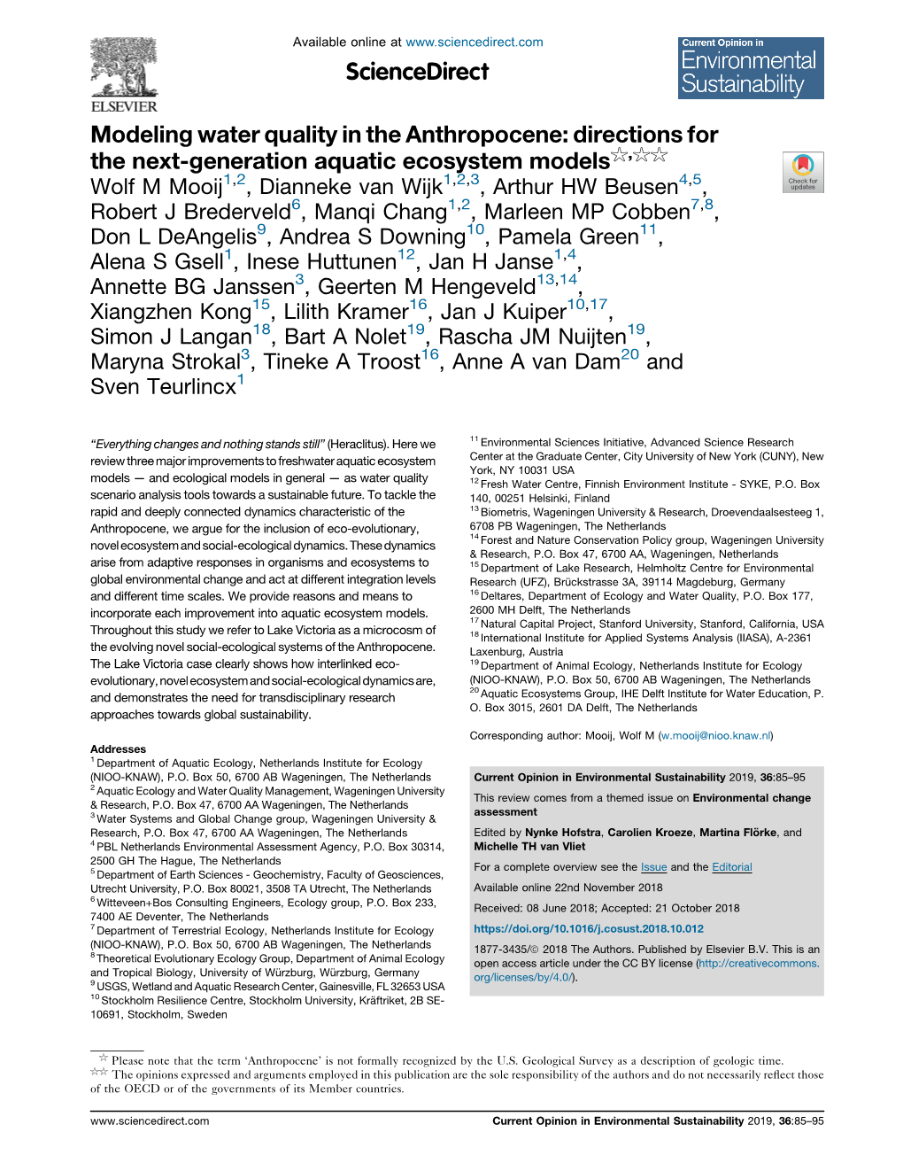 Directions for the Next-Generation Aquatic Ecosystem Models