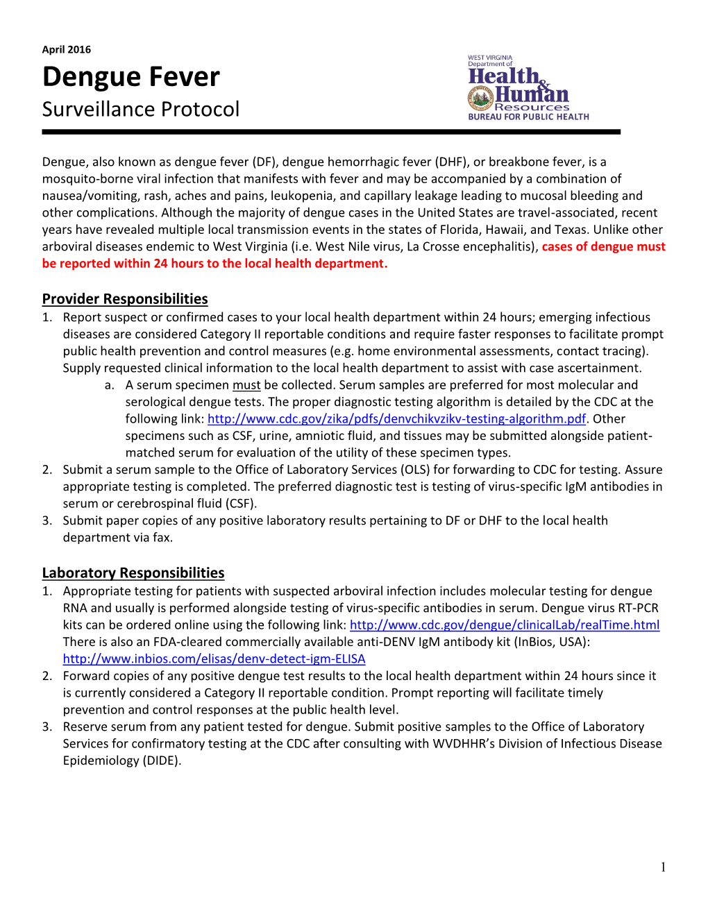 Dengue Fever Surveillance Protocol