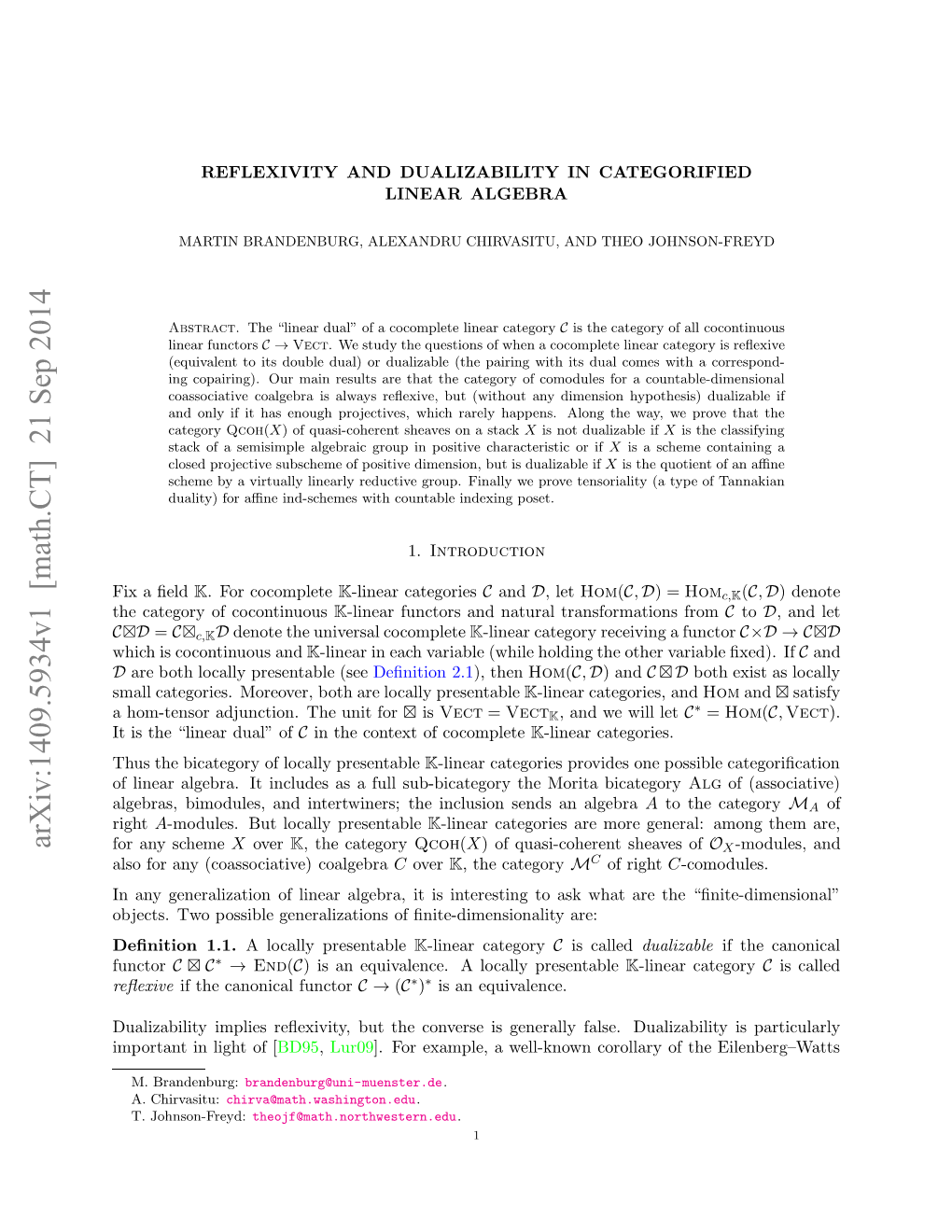 Arxiv:1409.5934V1 [Math.CT] 21 Sep 2014 I ﬁeld a Fix O-Esrajnto.Teui for Unit the Adjunction