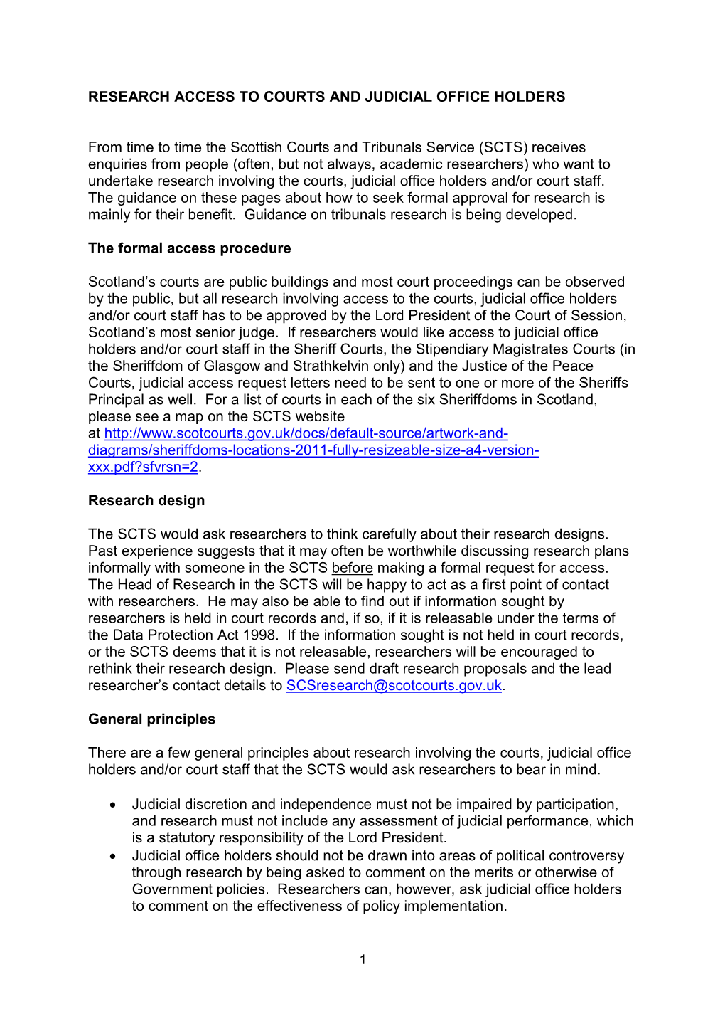 Research Access to Courts and Judicial Office Holders