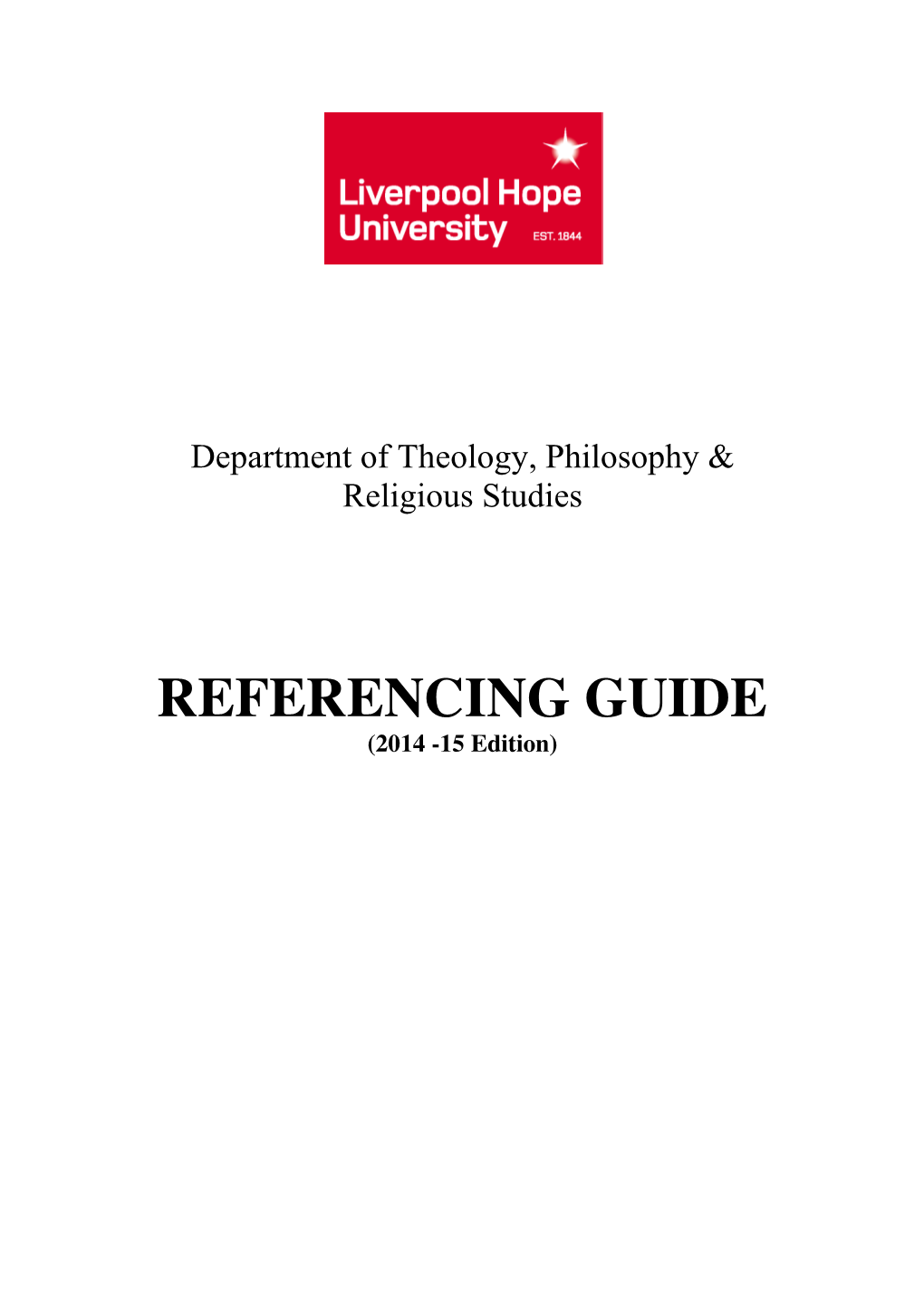 Theology, Philosophy and Religious Studies Referencing Guide