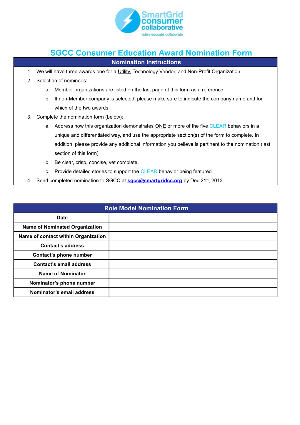 SGCC Consumer Education Award Nomination Form