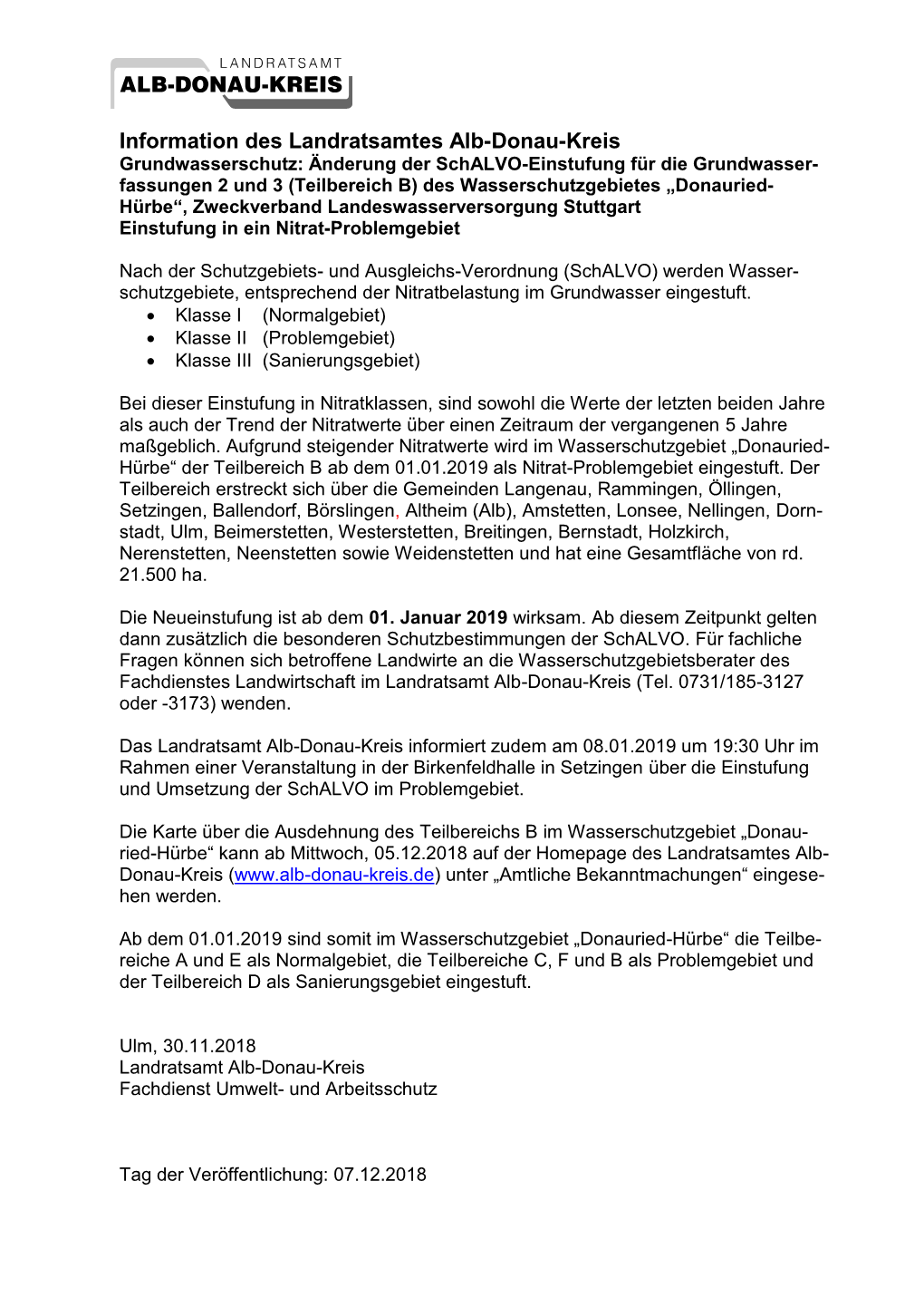 Information Des Landratsamtes Alb-Donau-Kreis