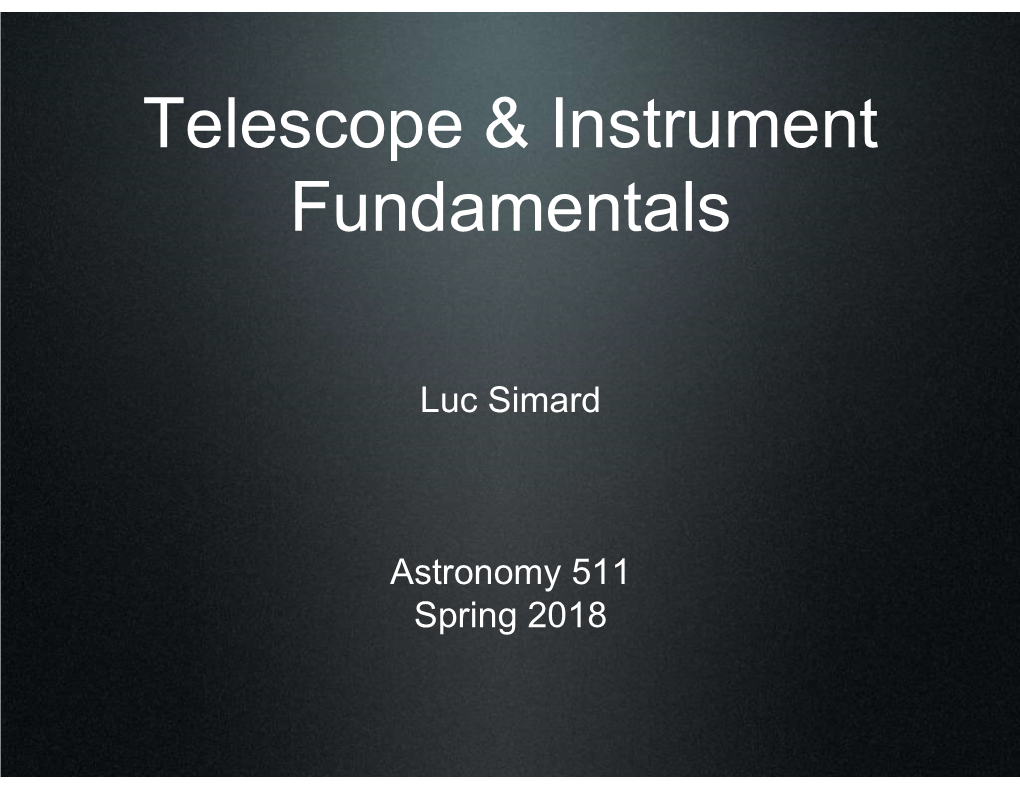 Telescope & Instrument Fundamentals