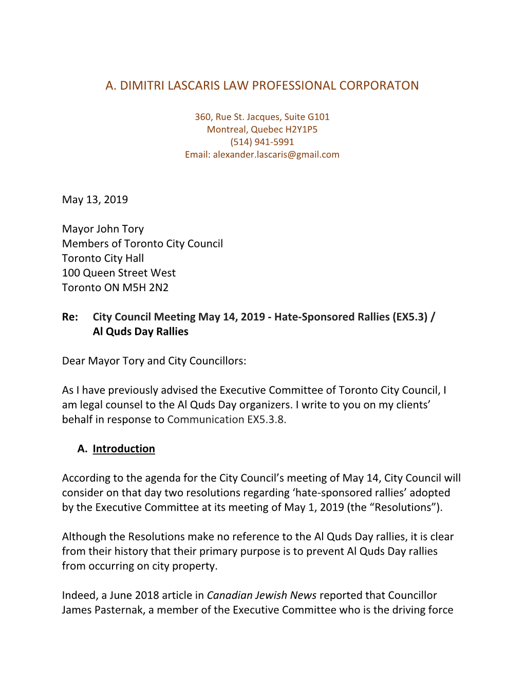 FINAL ADL Letter to City Council – May 13, 2019