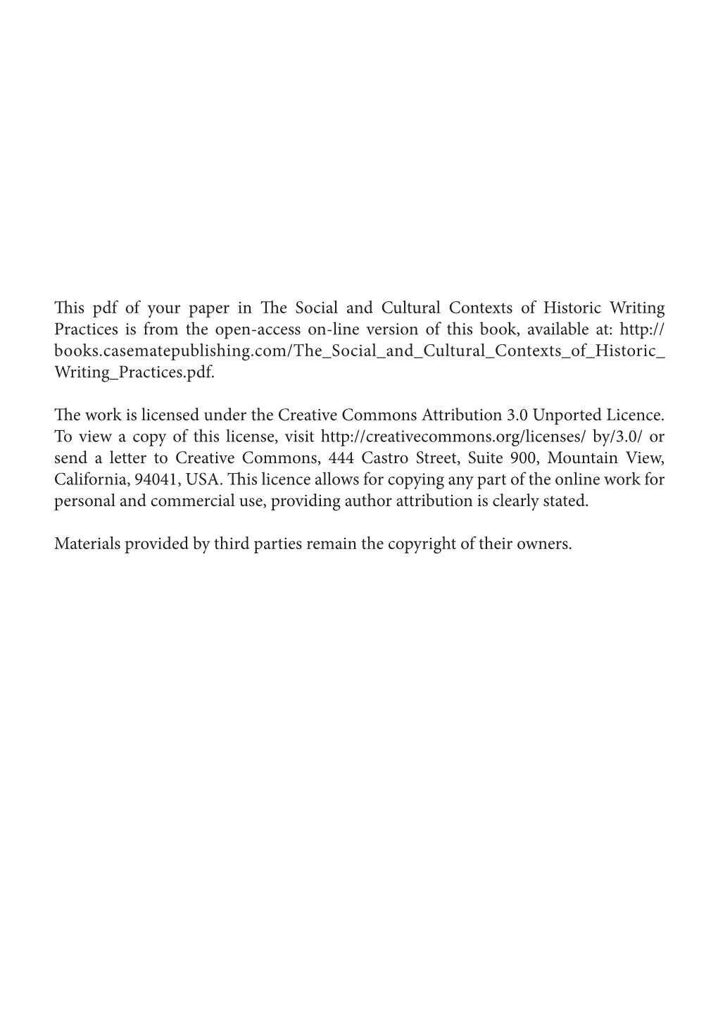 CMC-7332 the Social and Cultural Contexts of Historic Writing Practices.Indb