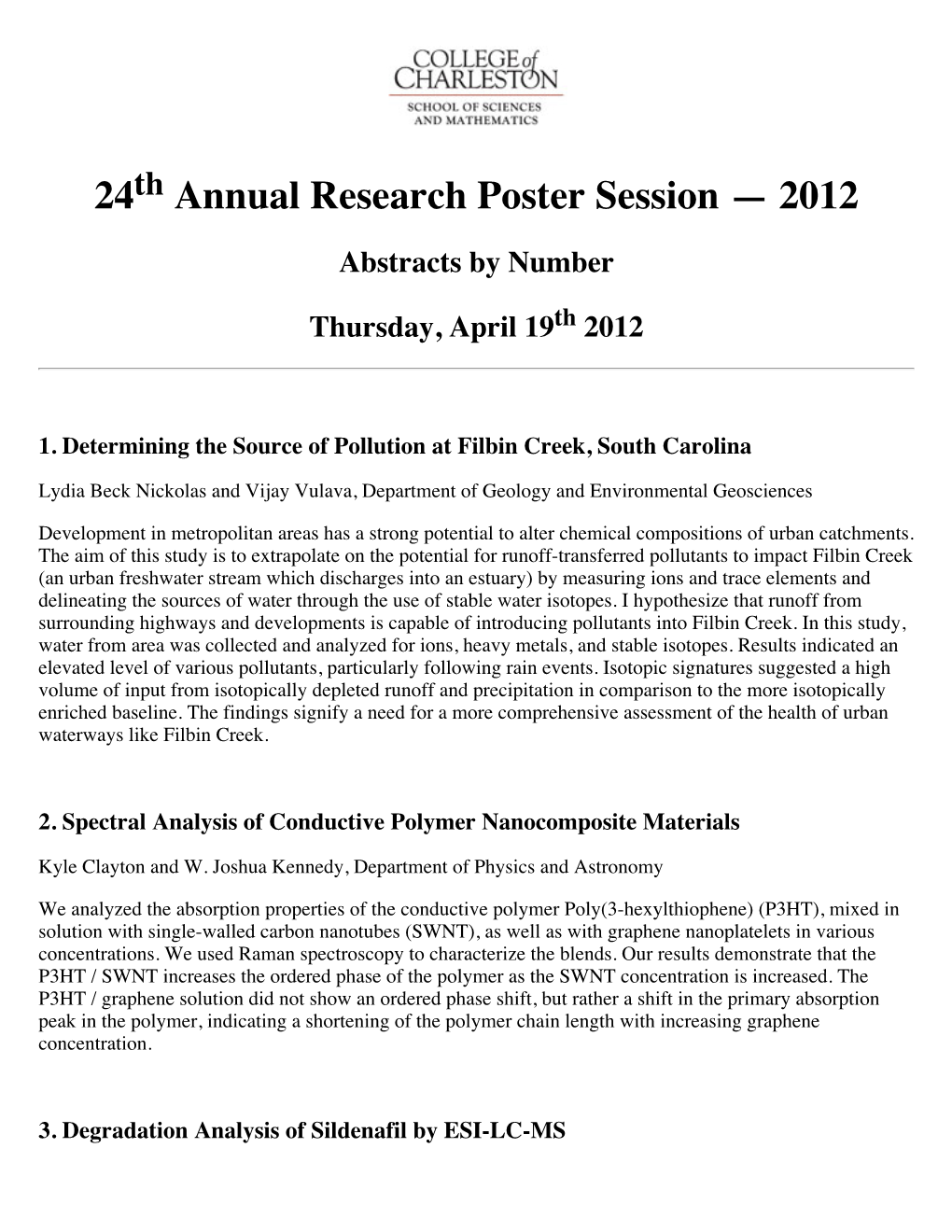 Annual Research Poster Session — 2012