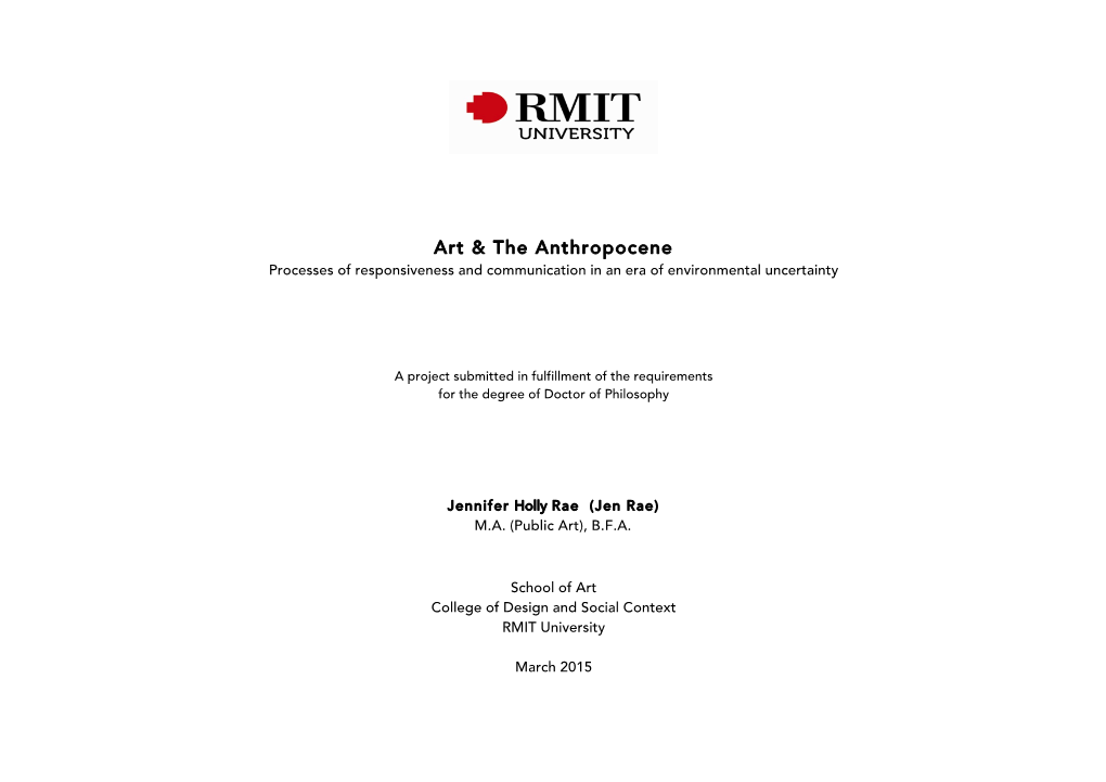 Art & the Anthropocene