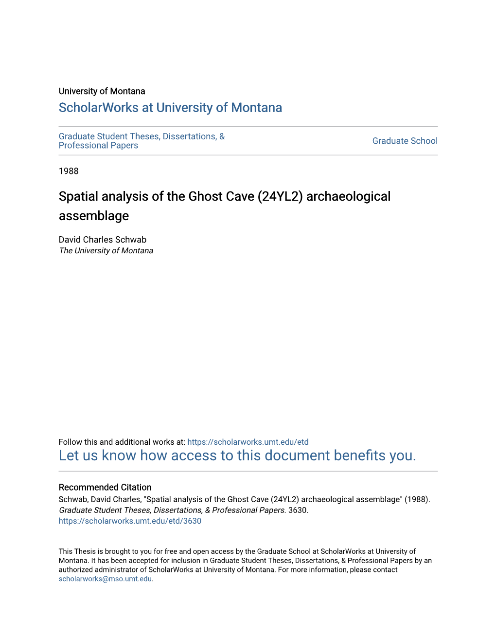 Spatial Analysis of the Ghost Cave (24YL2) Archaeological Assemblage