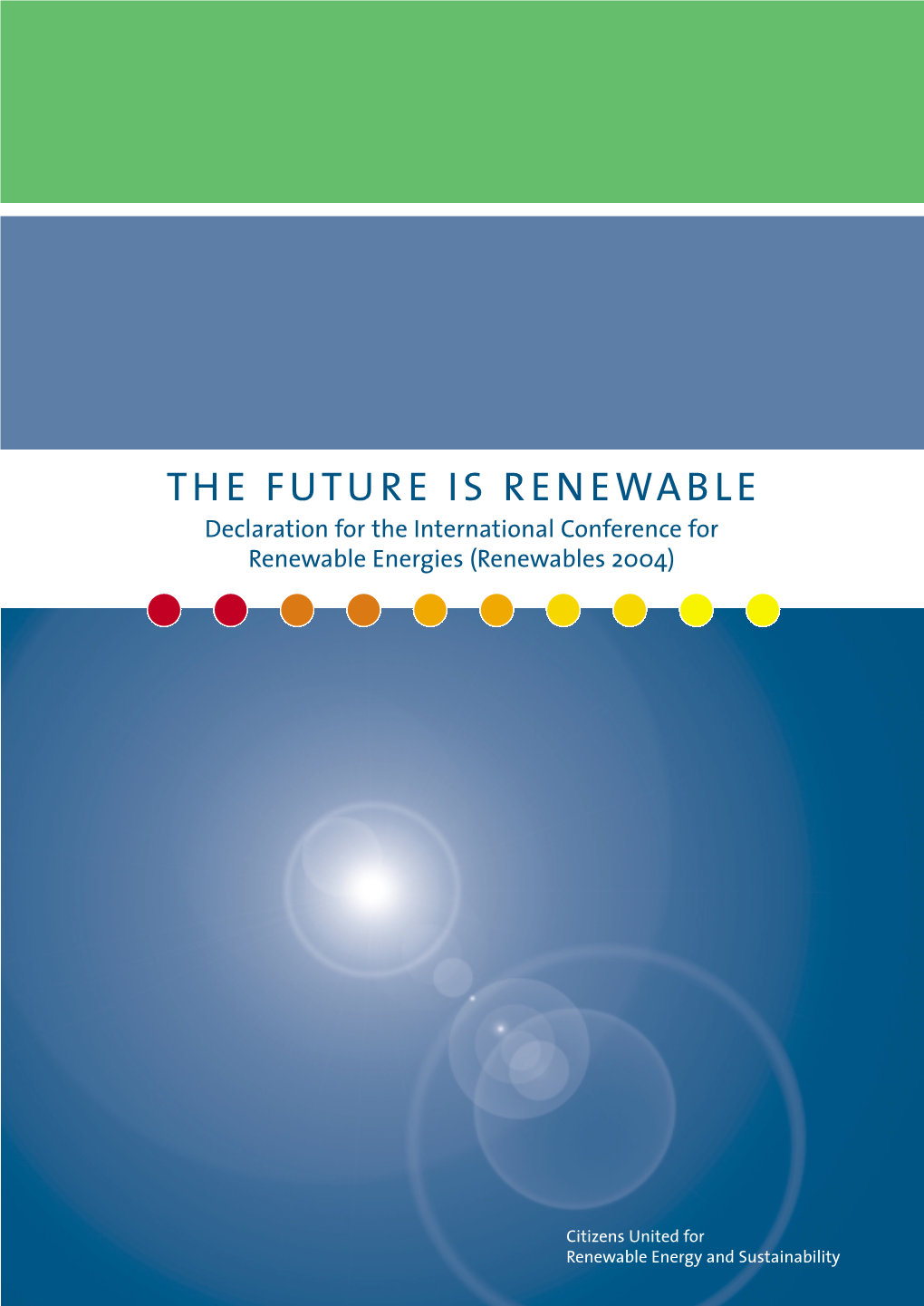 THE FUTURE IS RENEWABLE Declaration for the International Conference for Renewable Energies (Renewables 2004)