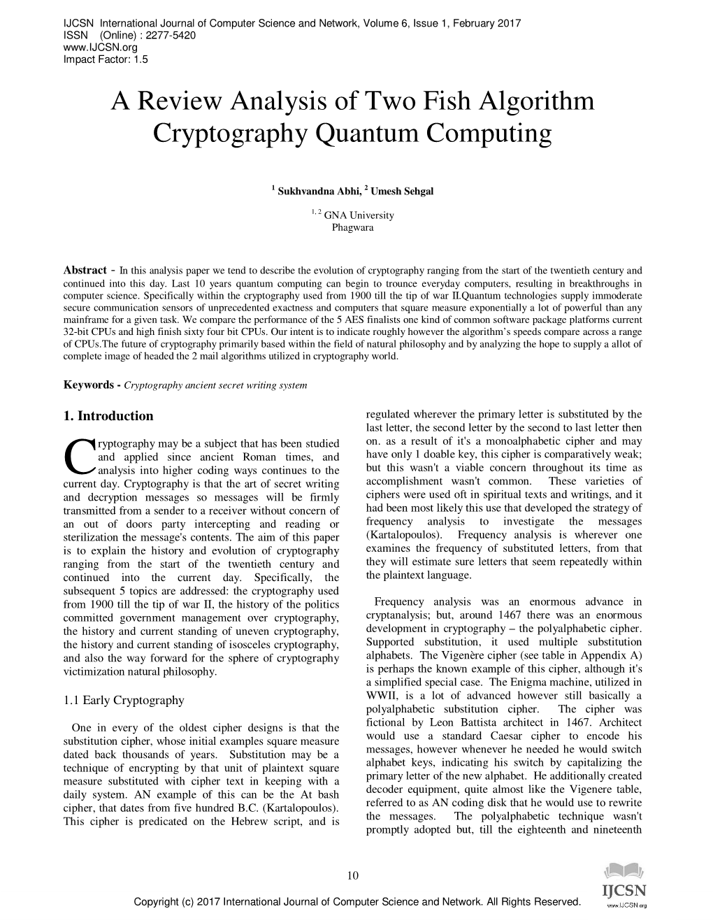 A Review Analysis of Two Fish Algorithm Cryptography Quantum Computing