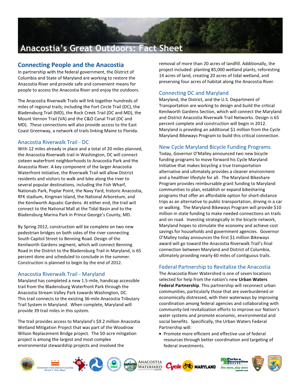 Anacostia Great Outdoors Factsheet (PDF)