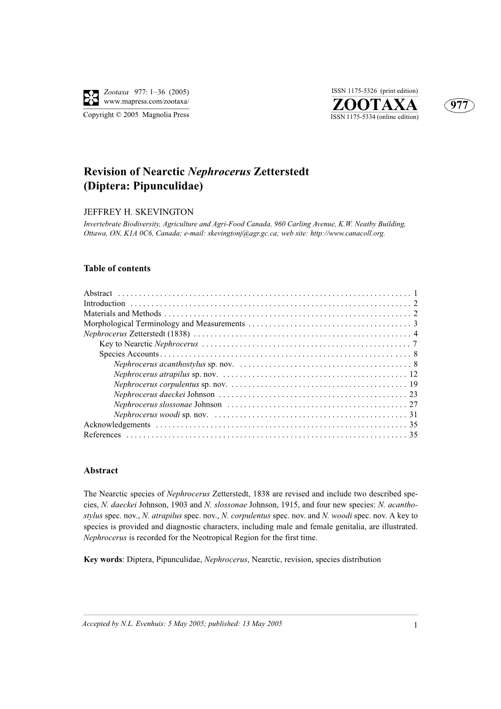 Zootaxa, Diptera, Pipunculidae, Nephrocerus, Nearctic