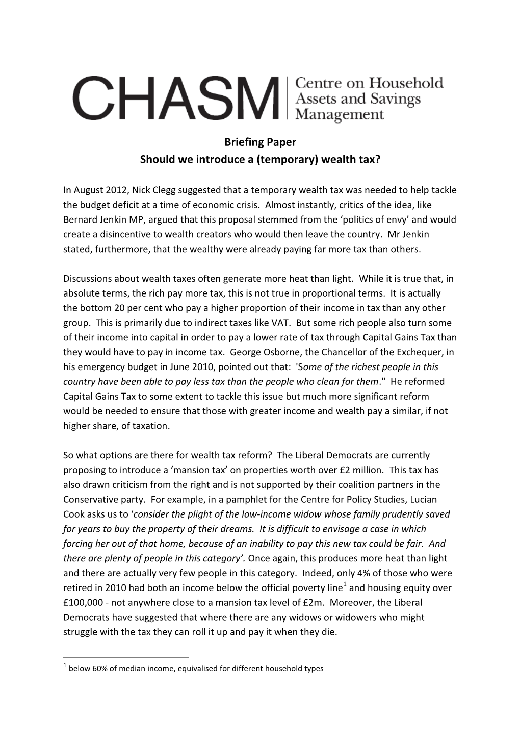 Briefing Paper Should We Introduce a (Temporary) Wealth Tax?