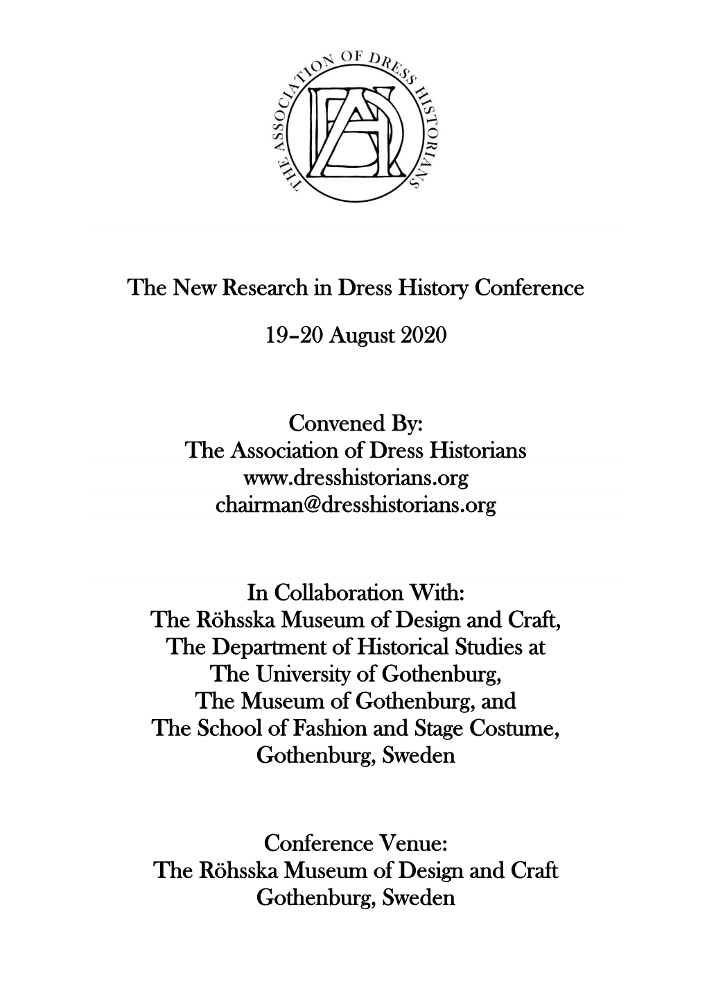 The New Research in Dress History Conference