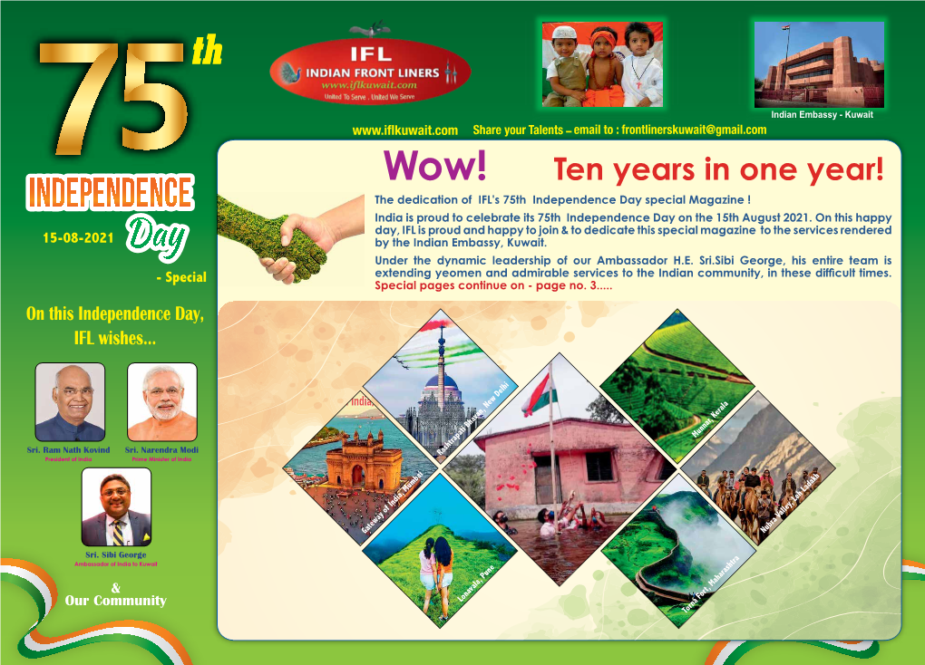 Independence Day Special Magazine ! India Is Proud to Celebrate Its 75Th Independence Day on the 15Th August 2021