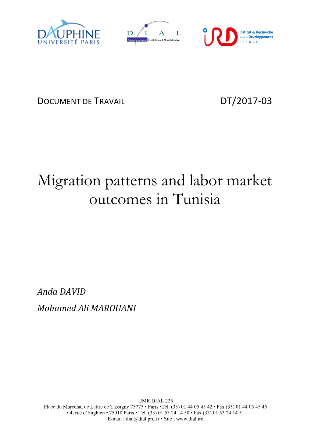 Migration Patterns and Labor Market Outcomes in Tunisia