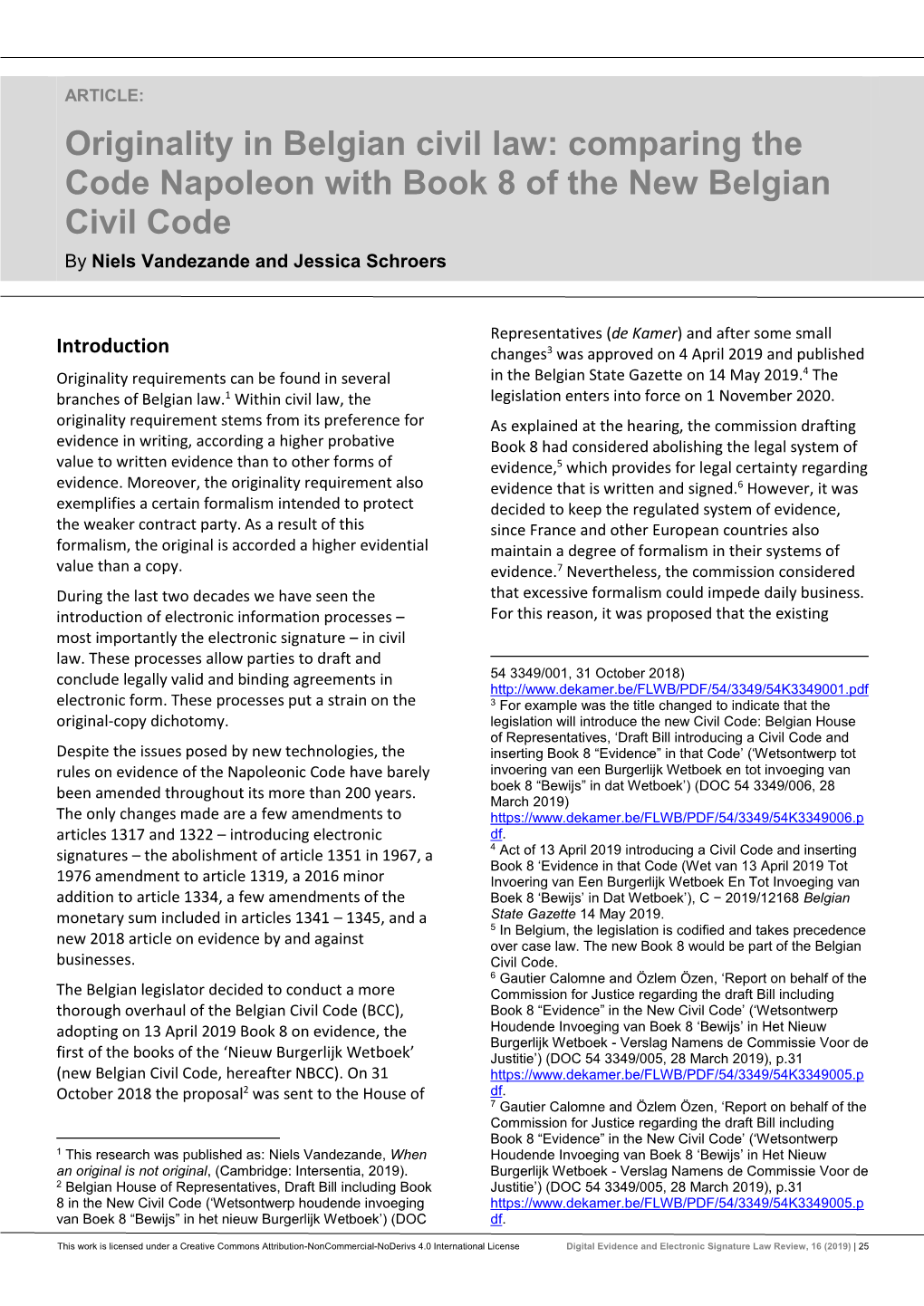 Originality in Belgian Civil Law: Comparing the Code Napoleon with Book 8 of the New Belgian Civil Code by Niels Vandezande and Jessica Schroers