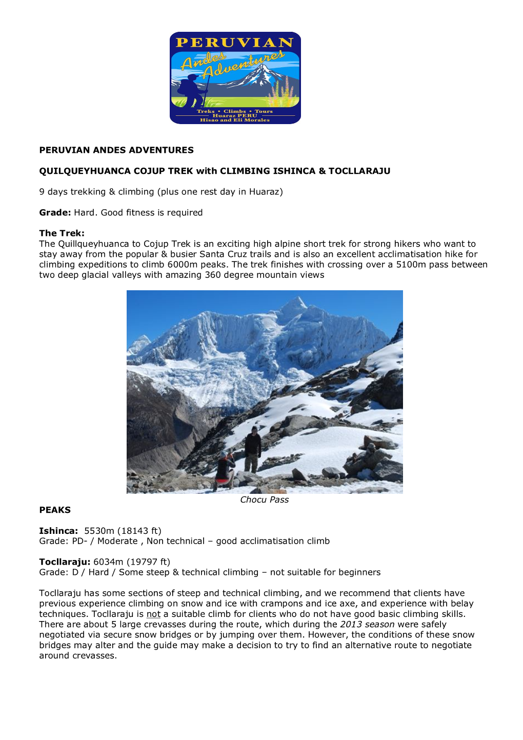 Peruvian Andes Adventures Quilqueyhuanca Cojup Trek