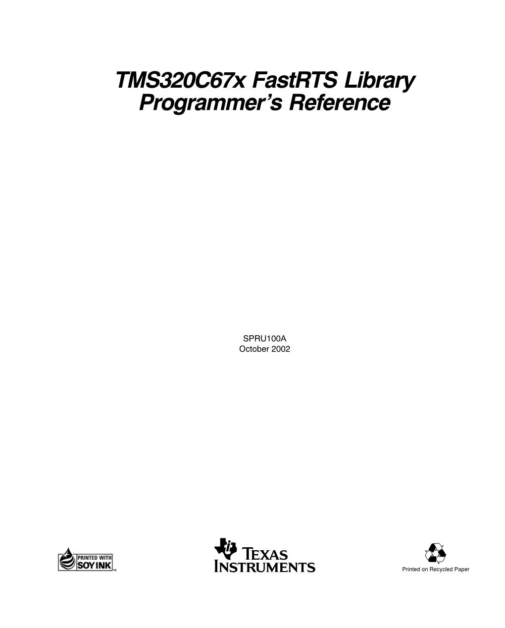 Tms320c67x Fast RTS Library User's Guide