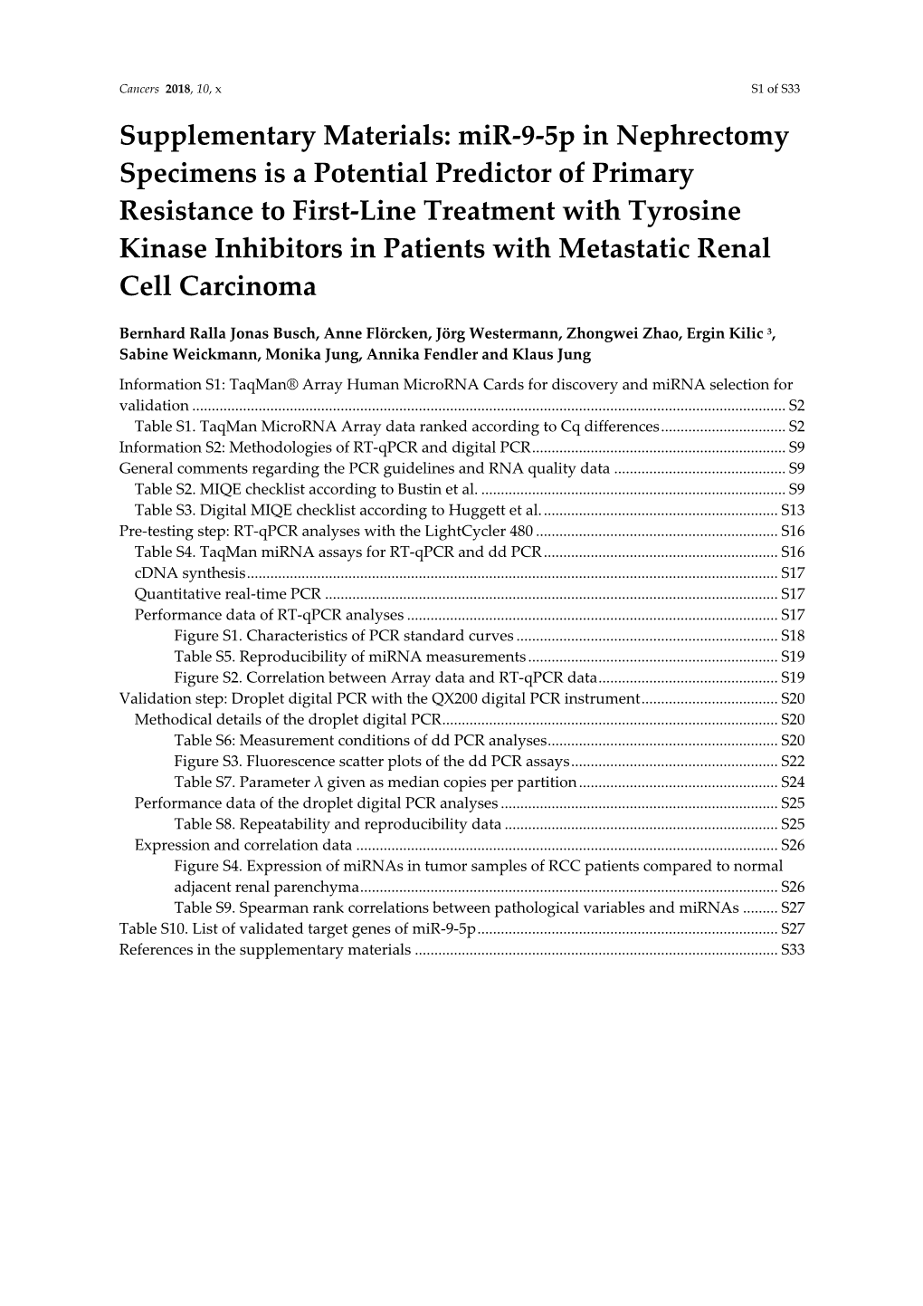 Supplementary Materials: Mir-9-5P in Nephrectomy