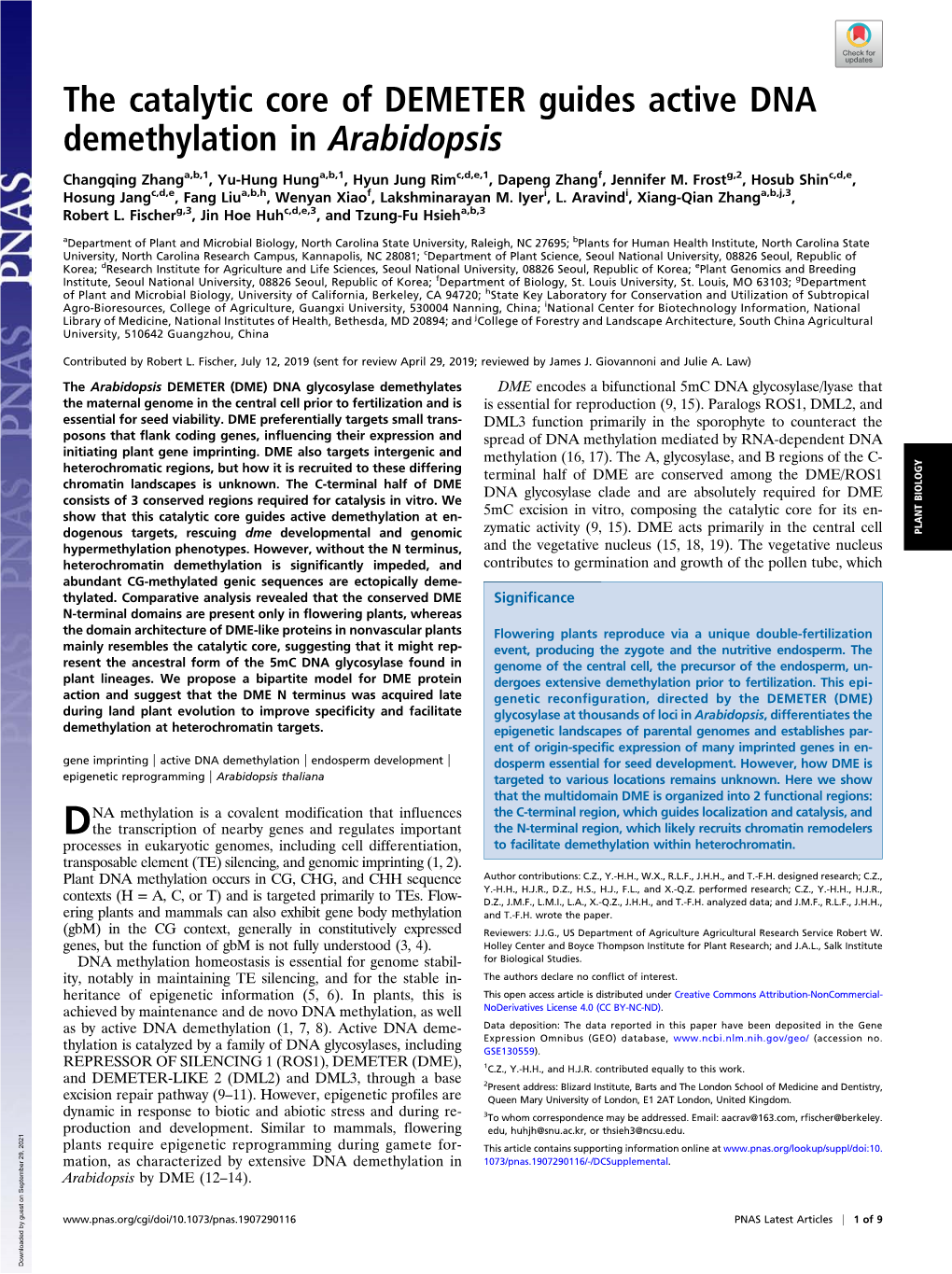 The Catalytic Core of DEMETER Guides Active DNA Demethylation in Arabidopsis