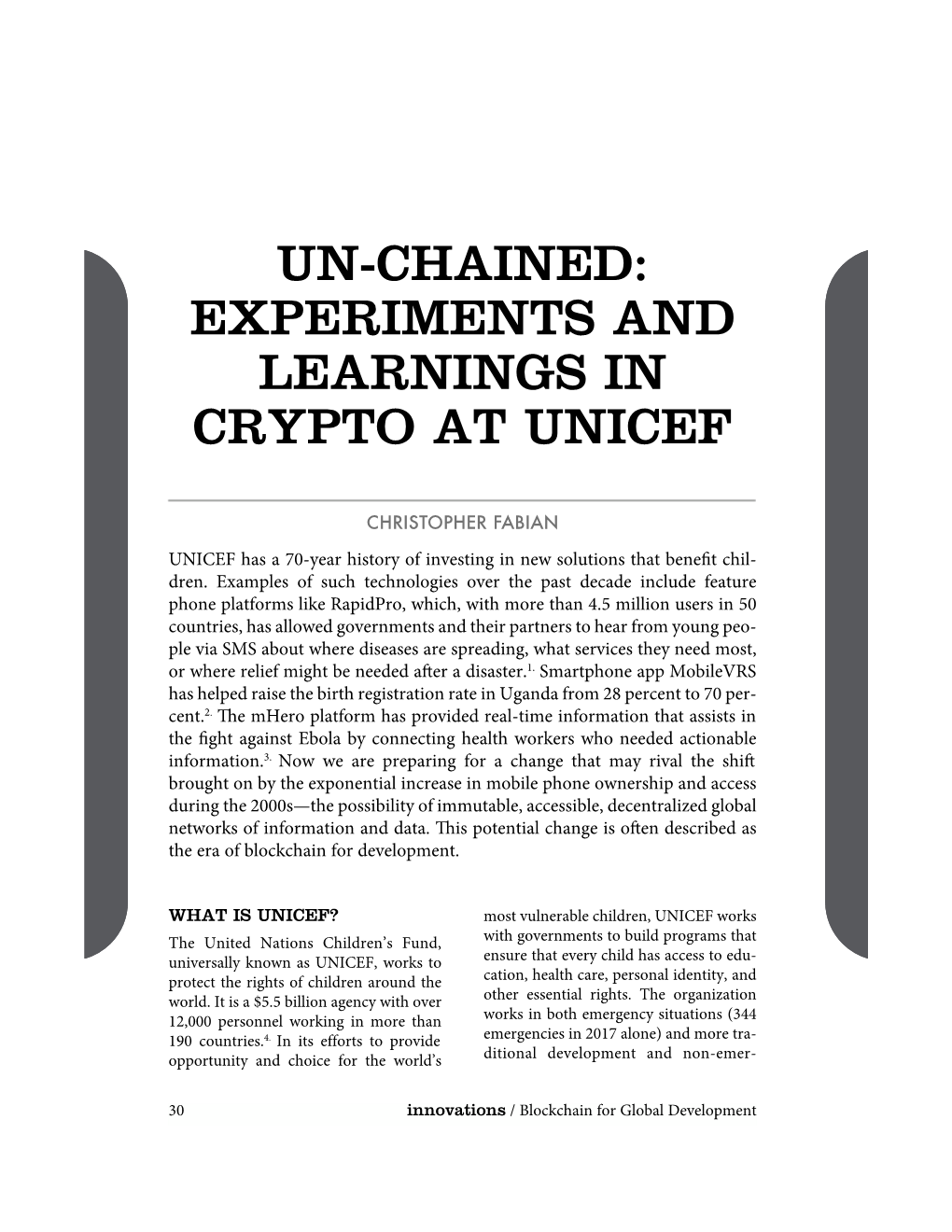 Un-Chained: Experiments and Learnings in Crypto at Unicef