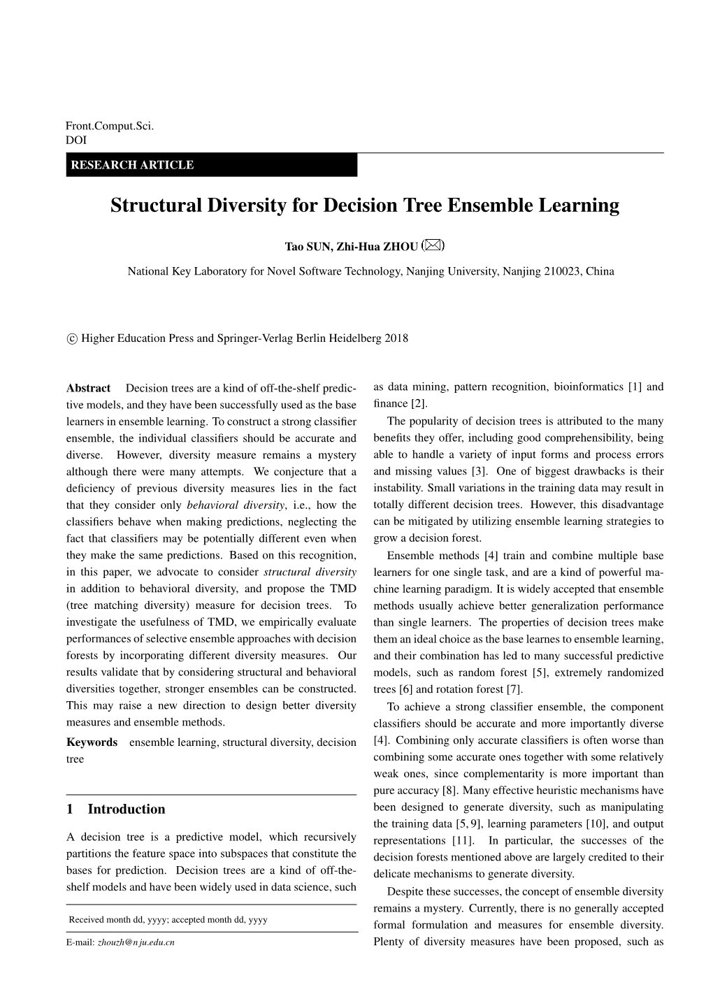 Structural Diversity for Decision Tree Ensemble Learning